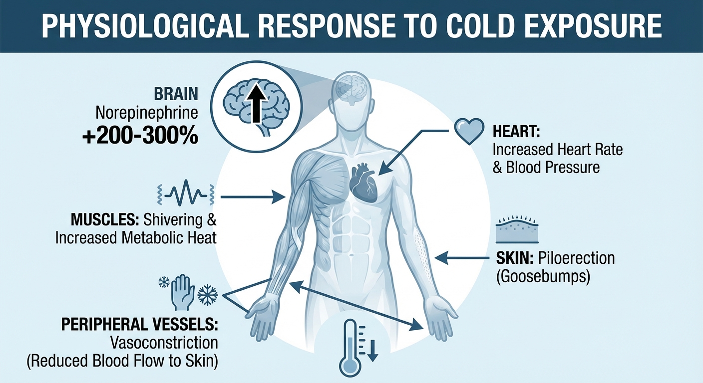 Diagram showing physiological responses to cold water exposure
