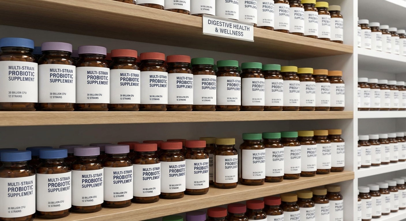 High-quality probiotic supplements alongside prebiotic-rich foods that feed beneficial gut bacteria