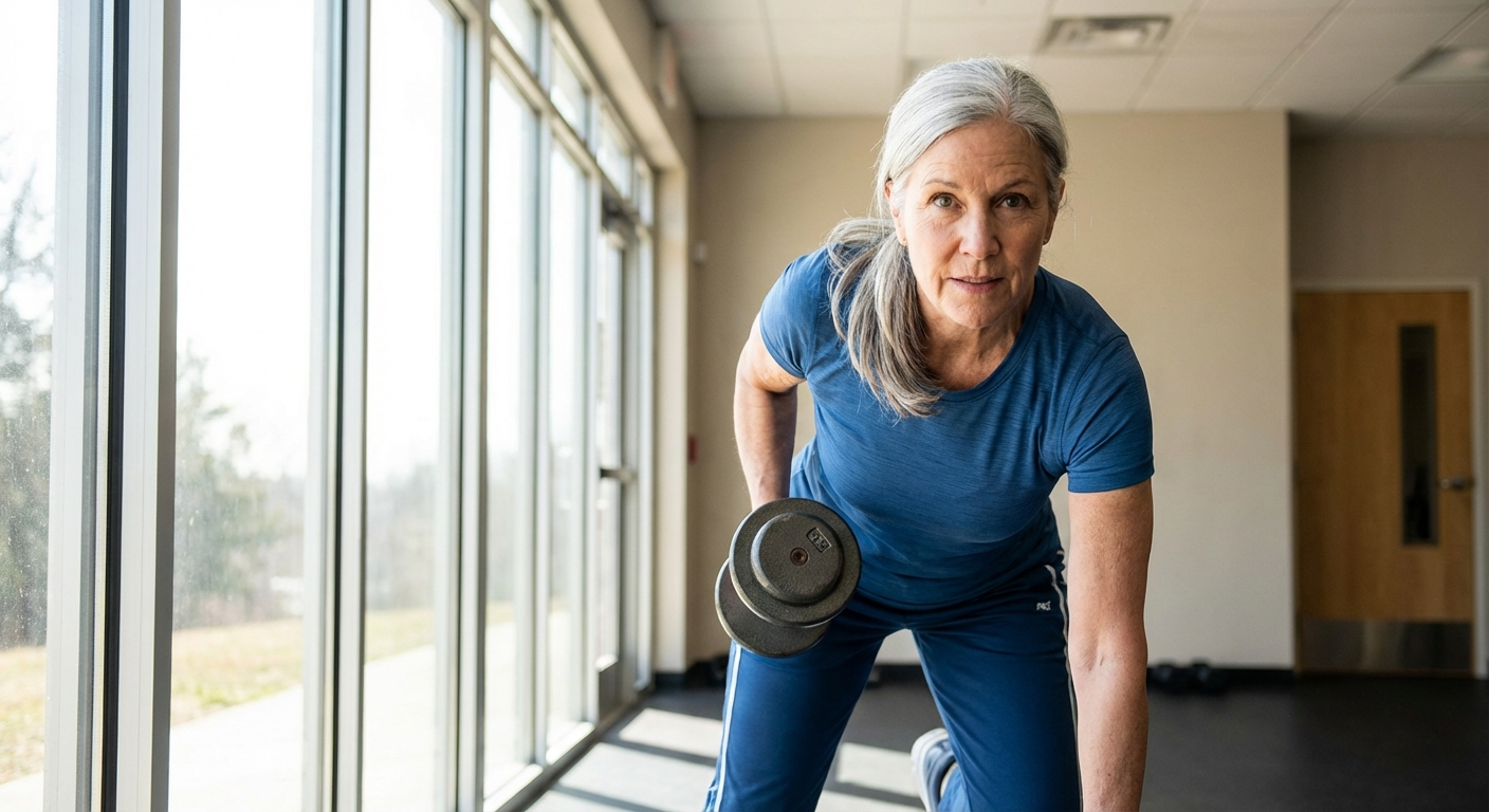 Older adult performing resistance training exercise with proper form