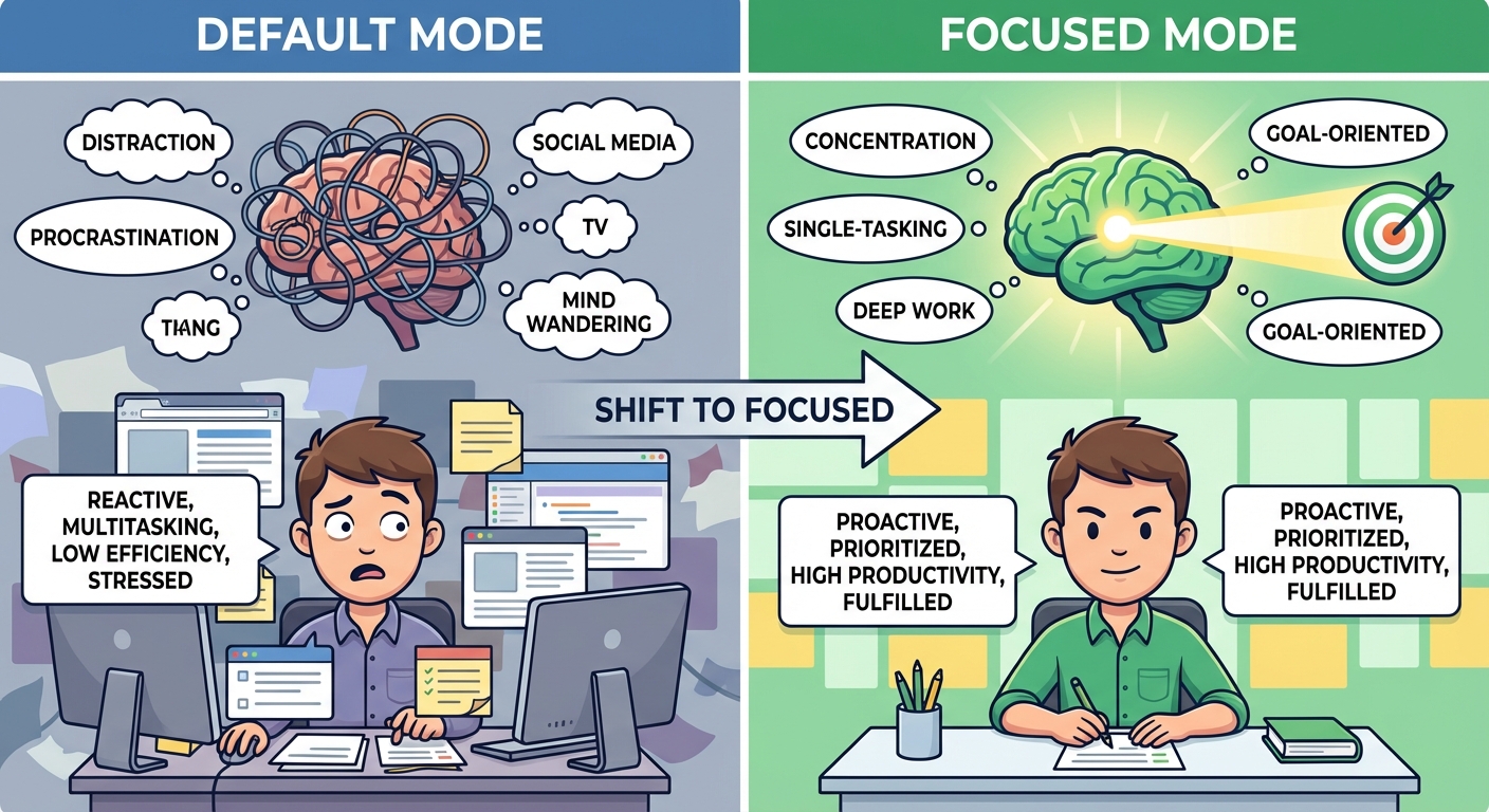 Visual comparison showing negativity bias versus balanced perception with gratitude practice