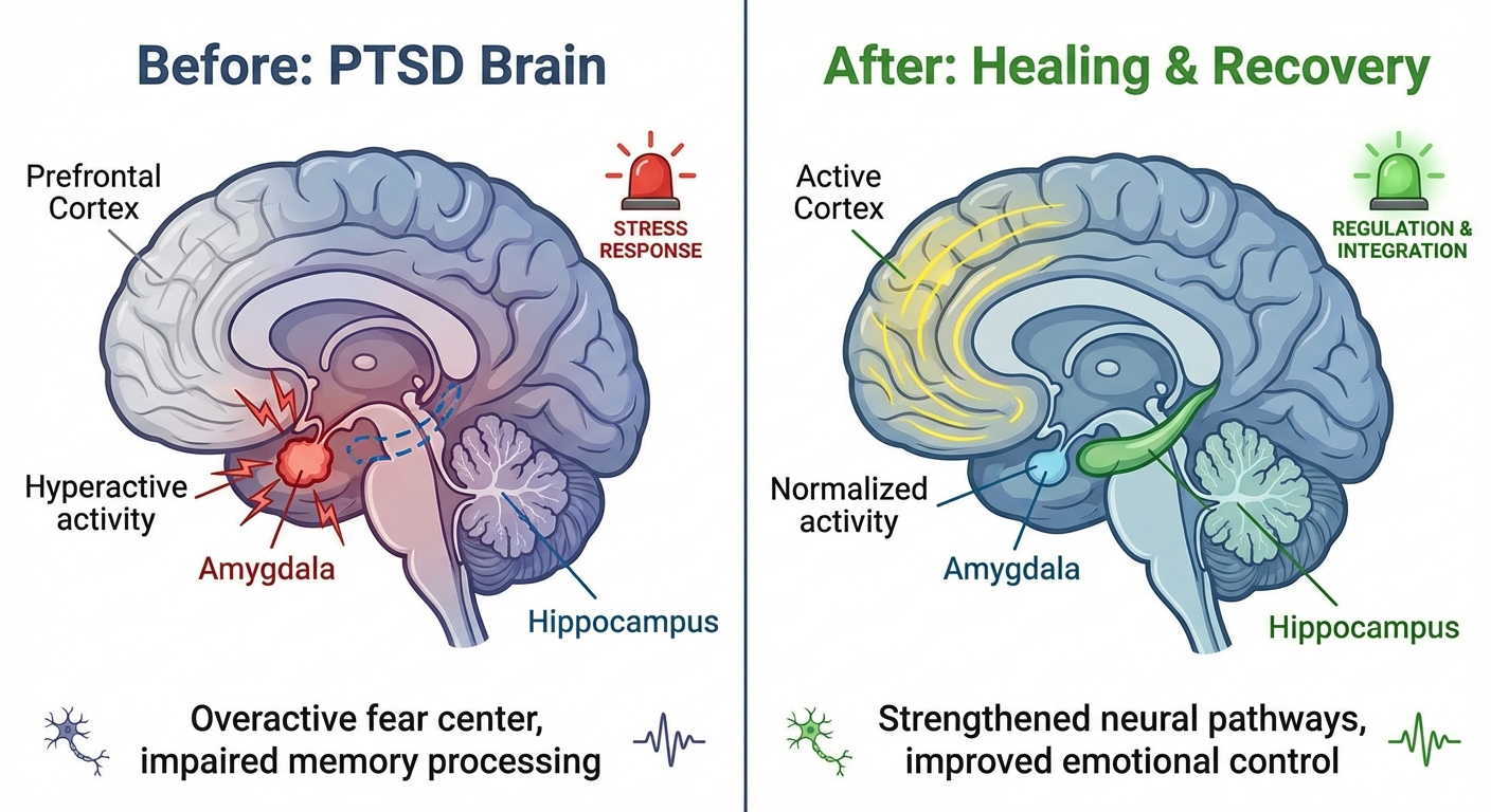 Illustration showing how exercise-induced BDNF promotes hippocampal neurogenesis and improved memory processing