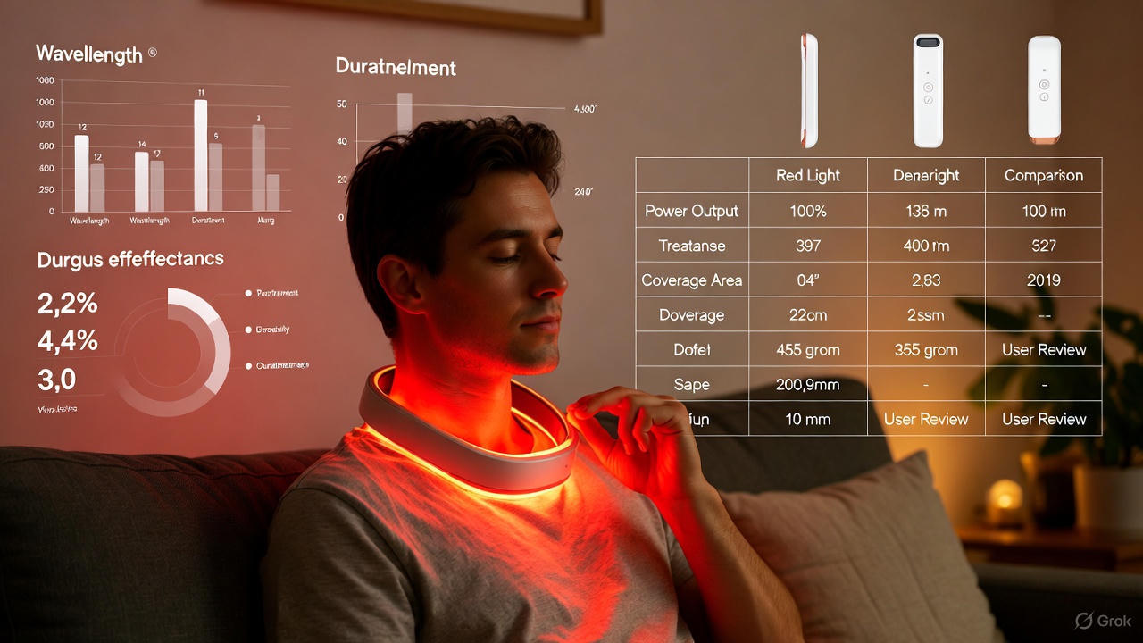 Person using a red light therapy panel in a home setting with visible red and near-infrared LEDs