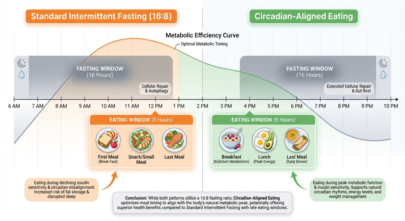 Comparison of standard intermittent fasting versus circadian-aligned eating windows