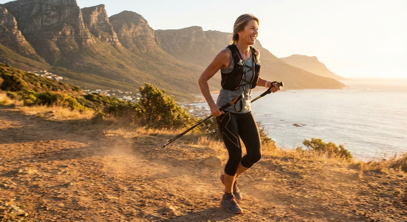 Active middle-aged person exercising outdoors representing healthy aging interventions