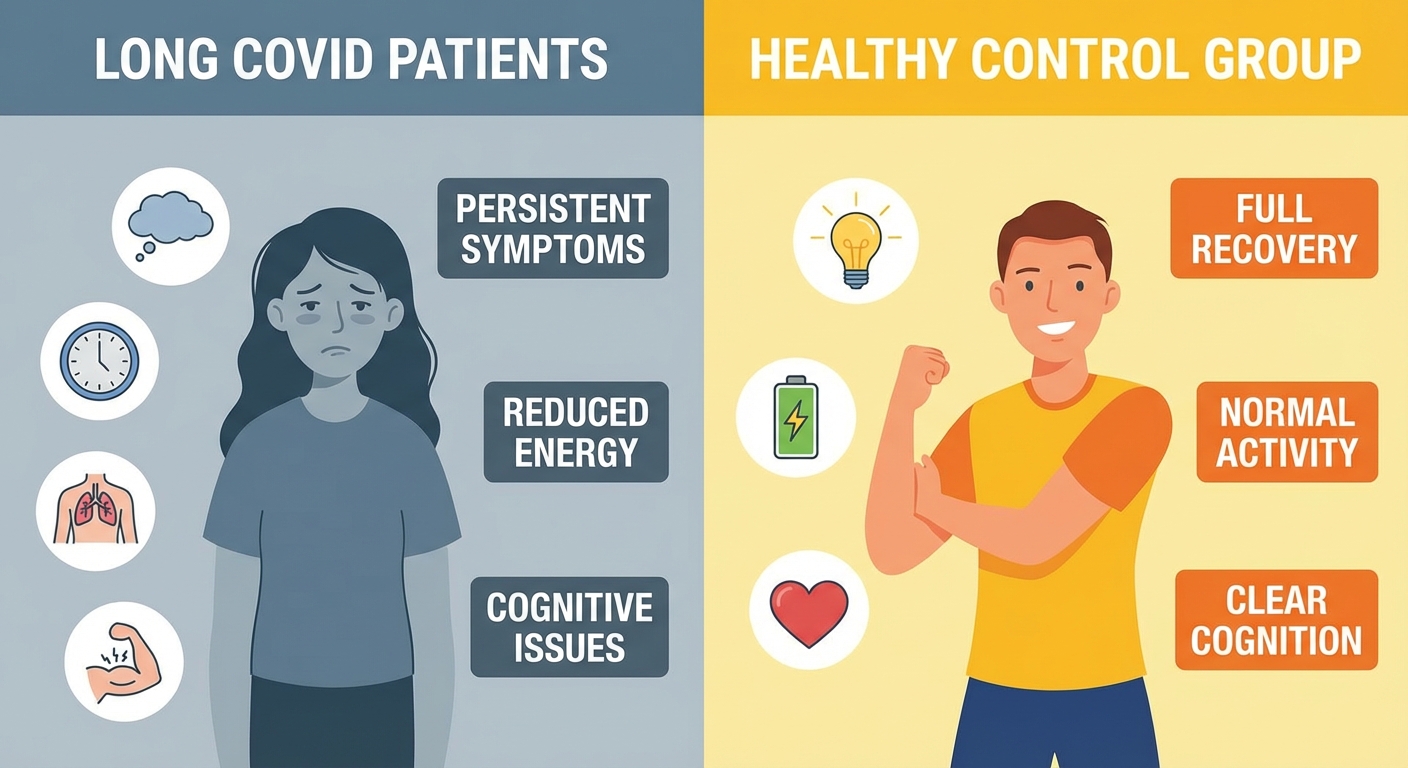 Comparison chart showing EBV reactivation rates in long COVID patients versus recovered controls
