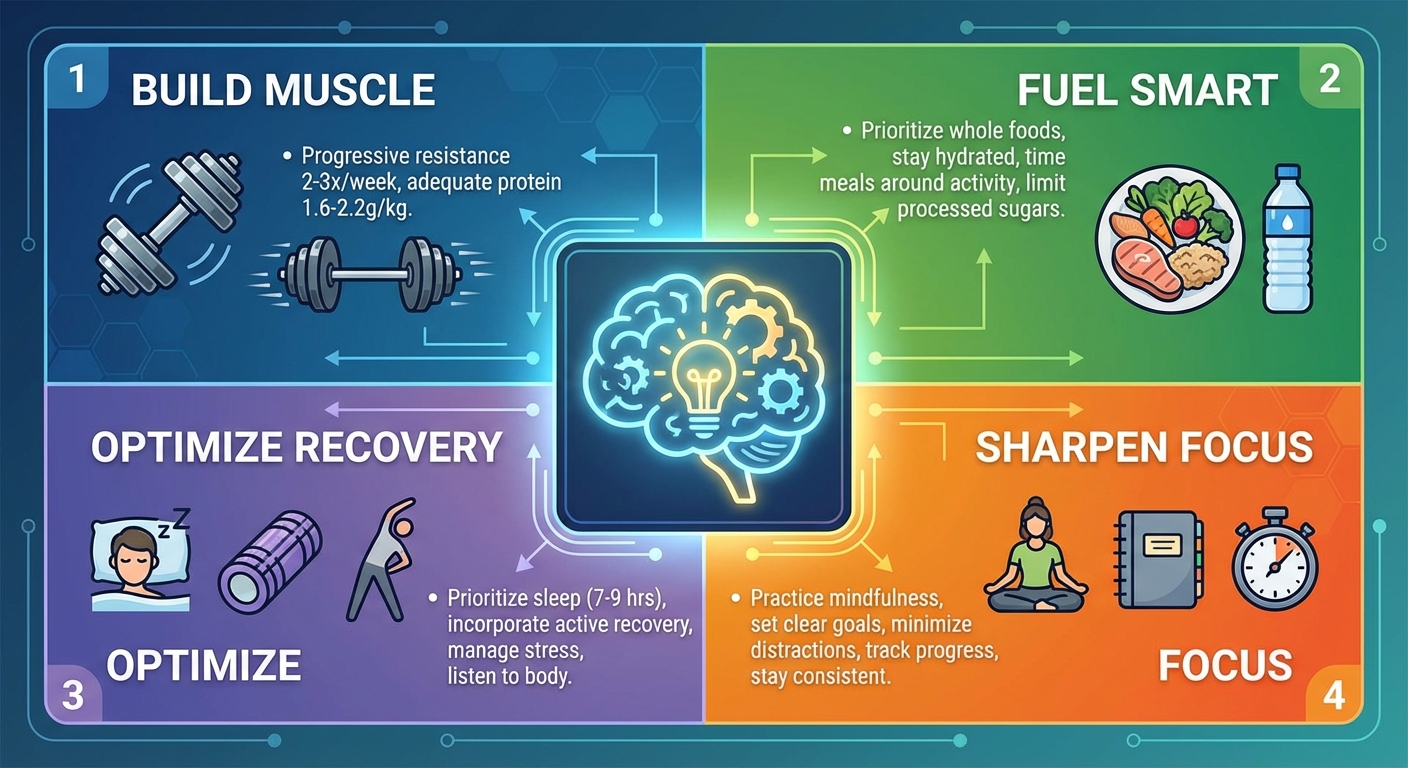 Action framework showing resistance training and lifestyle factors for brain-protective body composition