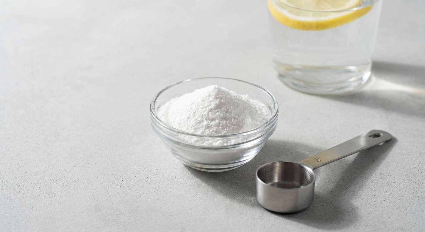 Creatine monohydrate powder with measuring scoop showing proper dosage