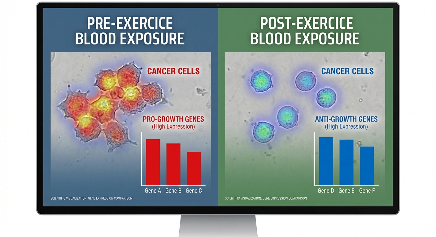 Comparison of gene expression changes in cancer cells before and after exposure to post-exercise blood