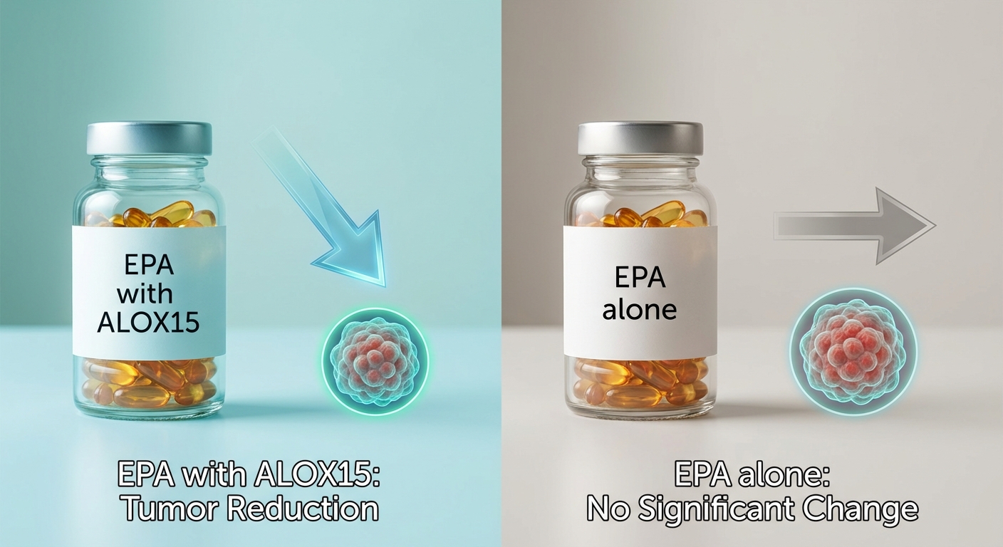 Split comparison showing EPA and DHA supplement capsules with contrasting outcomes